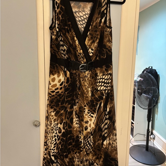 Susan Lawrence Brown and Black Animal Print Midi Dress - Picture 1 of 2